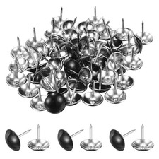 60Pcs Upholstery Tacks, 11 x 17mm Round Cap Black Thumb Tacks, Black