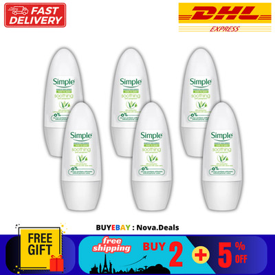 6 X Simple Soothing Anti-Perspirant Roll-On Deodorant For Sensitive Skin