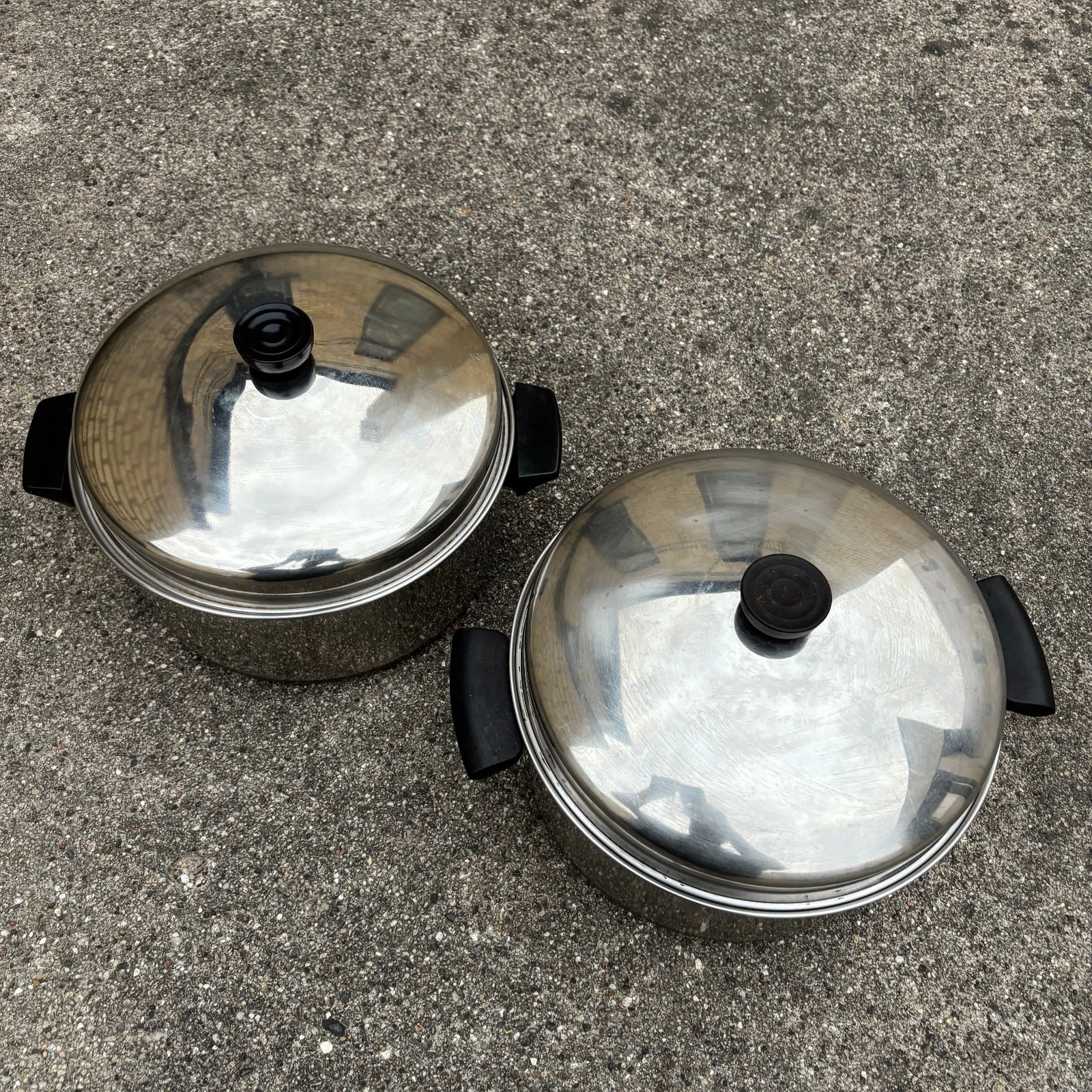 Lot of 2 Revere Ware 6qt Stock Pots & Lids Copper Bottom