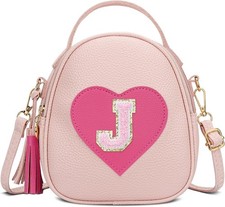 Birthday Gifts For Girls Initial Little Girl Crossbody Bag Personalized J Pink