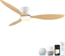 Smart Ceiling Fans with Lights, 42” Low Profile Flush Mount for Bedroom, WiFi Vo