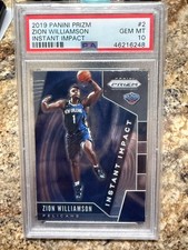 2019 PANINI PRIZM  ZION WILLIAMSON ROOKIE INSTANT IMPACT #2 PSA 10--QTY