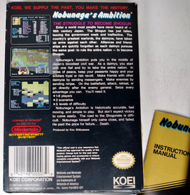 VTG 1989 Nintendo NES Japan Nobunaga's Ambition Video Game w Box & Booklet KOEI