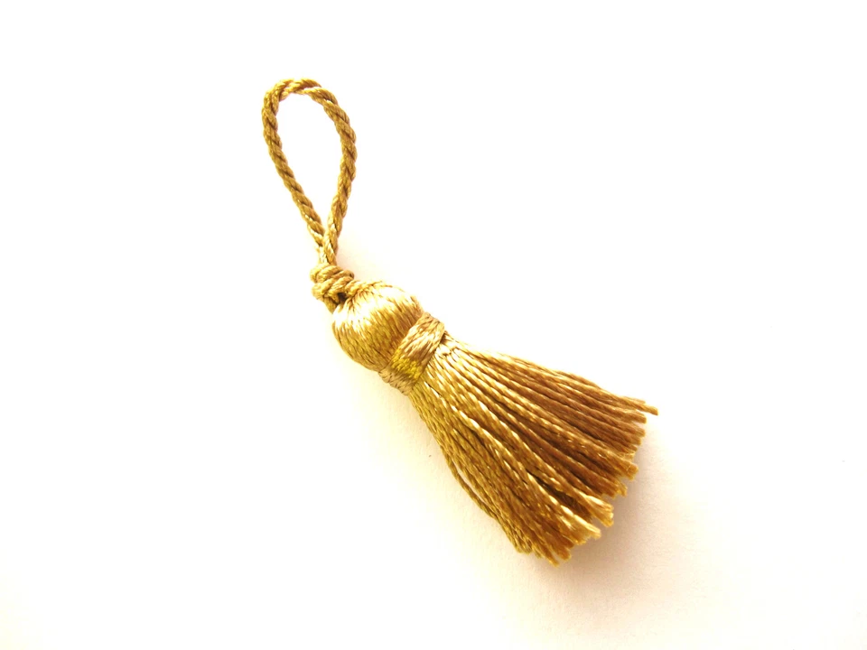 PENBRICE INTERIORS 10 small gold Christmas decoration tassels - Mini Xmas craft embellishments
