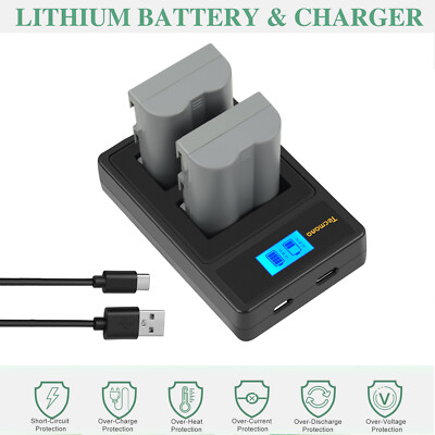2X 2400mAh Akku Für Nikon EN-EL3a EN-EL3e D50 D70S D90 D200 D300+Dual Ladegerät