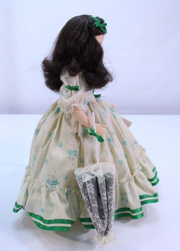 Vintage Madame Alexander Scarlett 1591 Puppenkleid Regenschirm schwarze Haare grüne Augen 13 Zoll - Bild 13 von 16