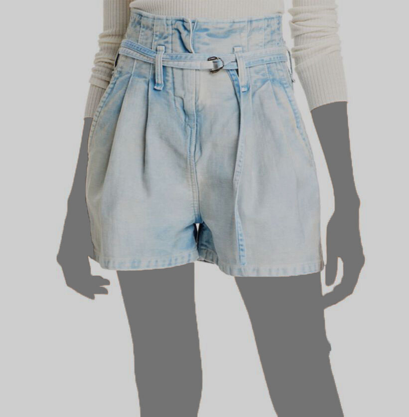 【U LAN】Foreverton Short Denim Pants Zara High waisted Pink Panther embroidered denim shorts