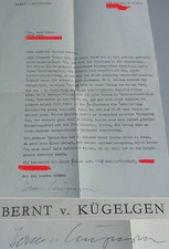 Letter resistance fighter & journalist Bernt von K&Uuml;GELGEN (1914-2002) BERLIN 1985
