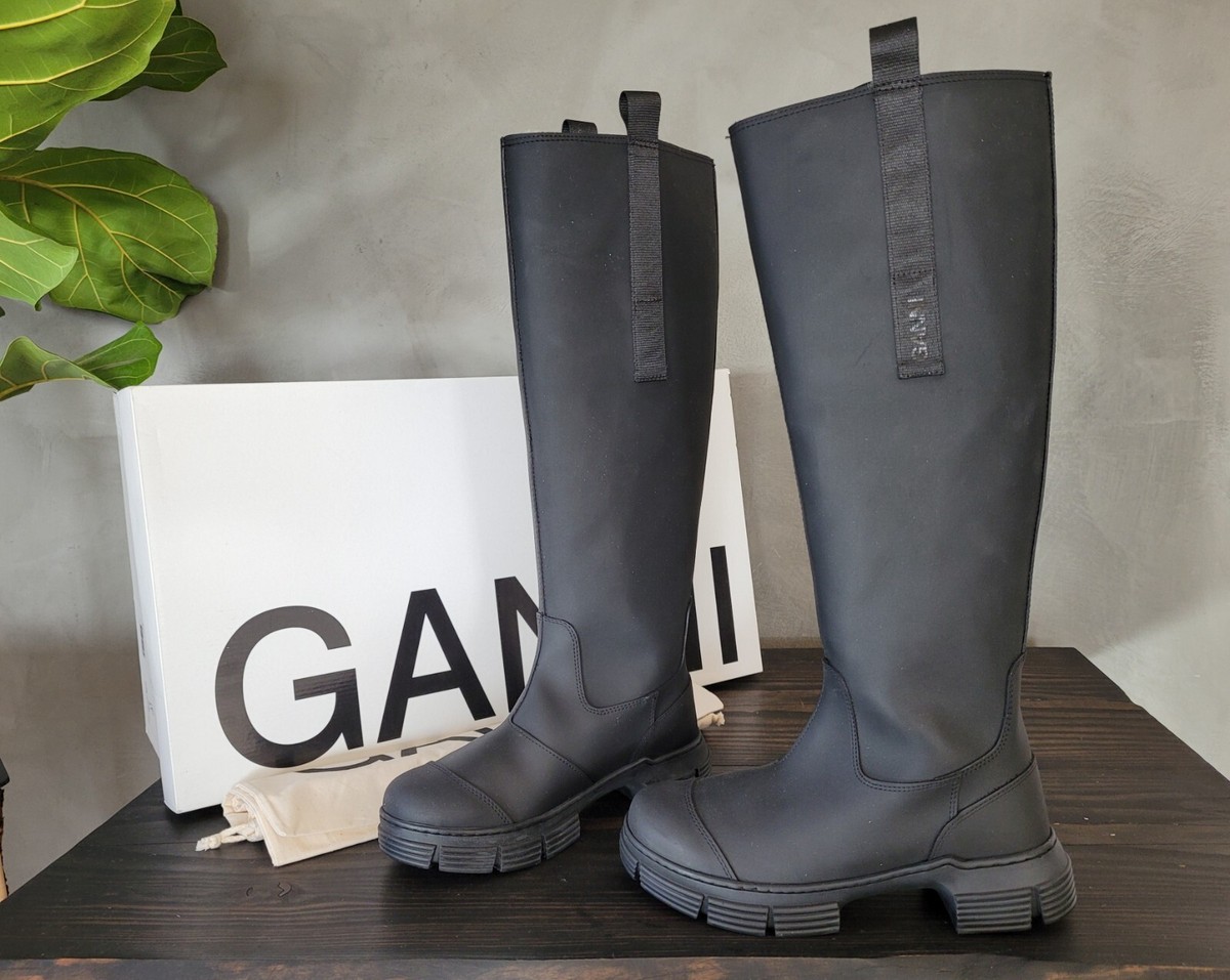 GANNI** Black Lined Country Rubber Boots Size 36 | eBay