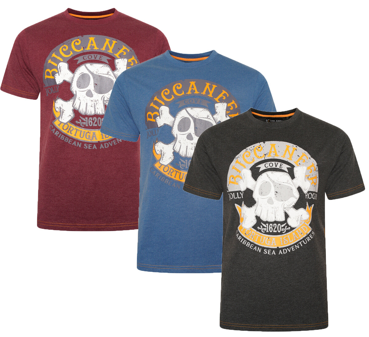 Men's Big & Tall Skull Print Cotton T-Shirt Summer Casual Tee 2XL-8XL