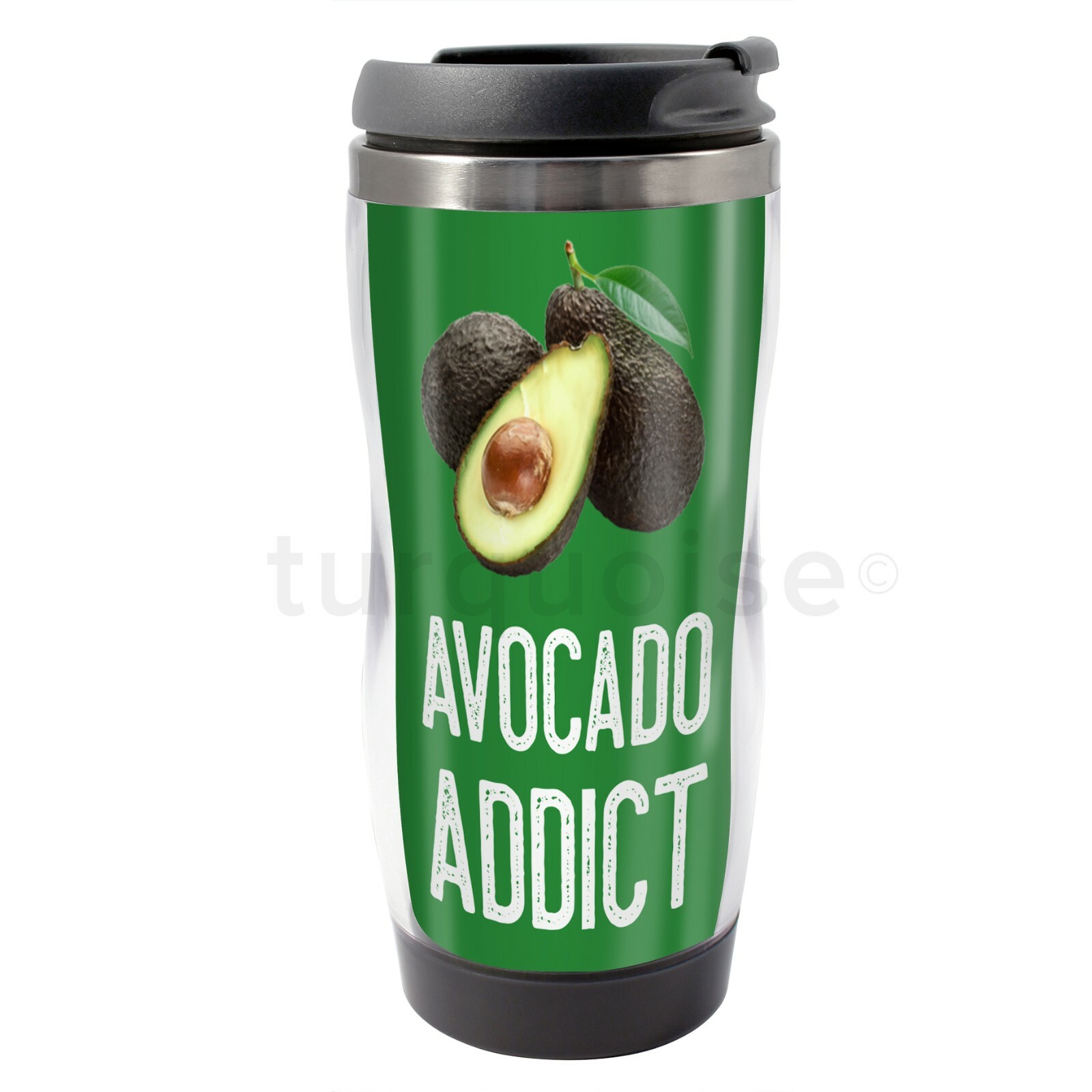 Avocado Addict Vegan Gift Thermal Coffee Travel Flask Photo Funny Joke Mug