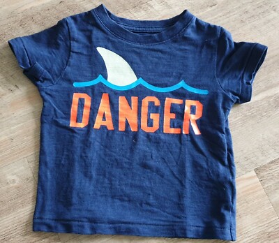 BABY GAP T-Shirt  (ca. Gr. 68 74) 12-18 Mon blau MIT HAI DANGER