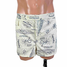 Vintage NWOT JANTZEN 70S Sailing Nautical Swimwear Swim Shorts Trunk Sailing 38