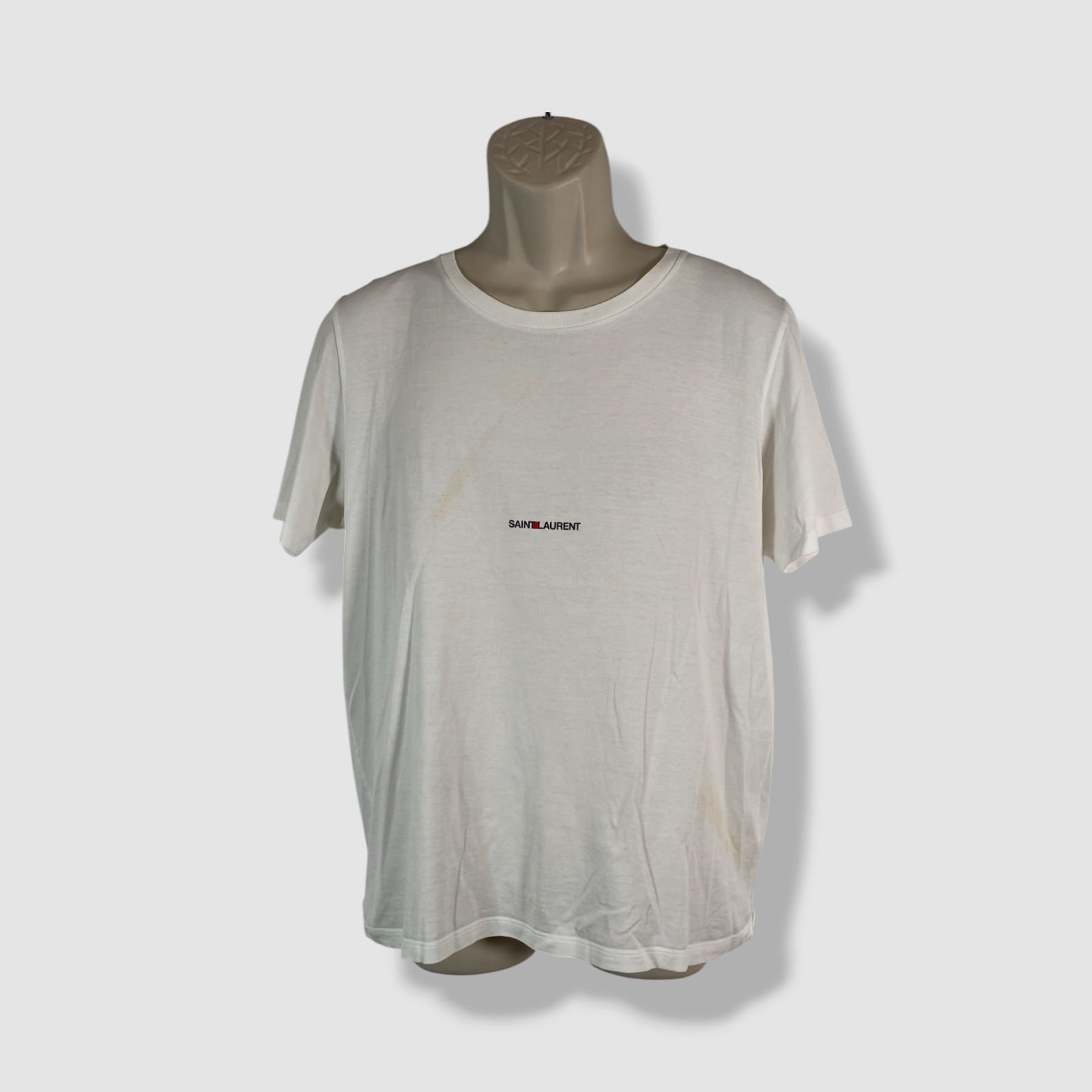 T shirt girocollo manica corta uomo Saint Laurent bianca logo grafico taglia XL