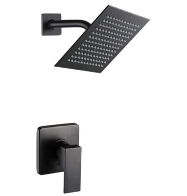 POP SANITARYWARE Matte Black Shower Faucet Set, Bathroom Rainfall Shower System