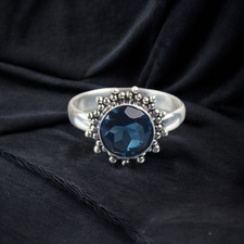 London Blue Topaz Gemstone 925 Sterling Ring Handmade Jewelry Ring For Gift