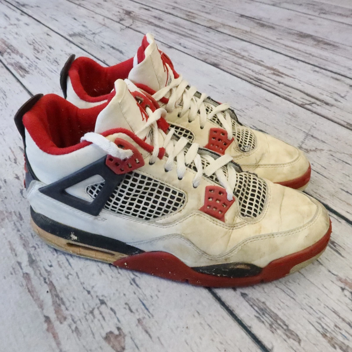 Vintage 1989 OG Nike Air Jordan IV 4 Fire Red Shoes 4340626 Size