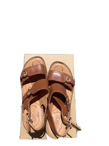 BORN Womenâs Size 6 Brown Leather Two Strap Sandals Slingback Block Heel Shoes | eBay