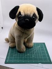 Aurora Realistic 10" Plush Tan Black Face Pug Dog Plush Toy Stuffed Animal