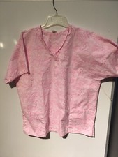 Breast Cancer Awareness Women's Scrub Top Size L