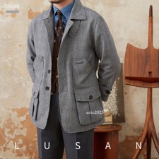 Wool Retro Plaid Jacket Casual Warm Italian Jacket Men Business Outwear Slim