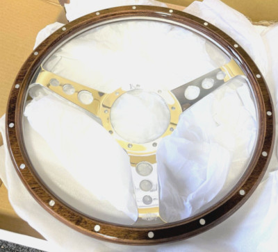 Wood Rim Steering Wheel & Boss Fitting Kit Polished Horn Press For MGA MGC