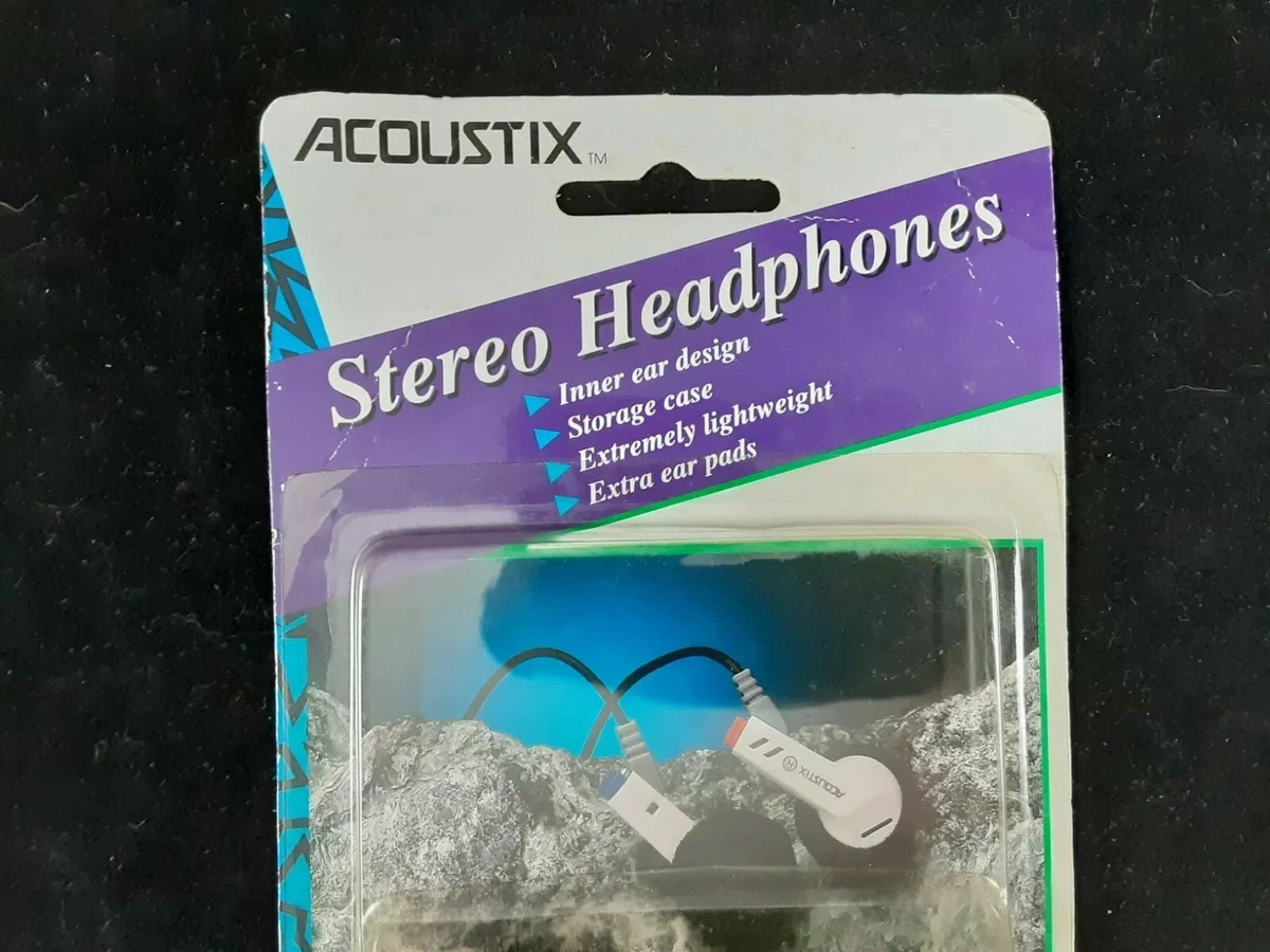 1980s 1990s Brand New Retro Acoustix Stero Earbud Headphones
