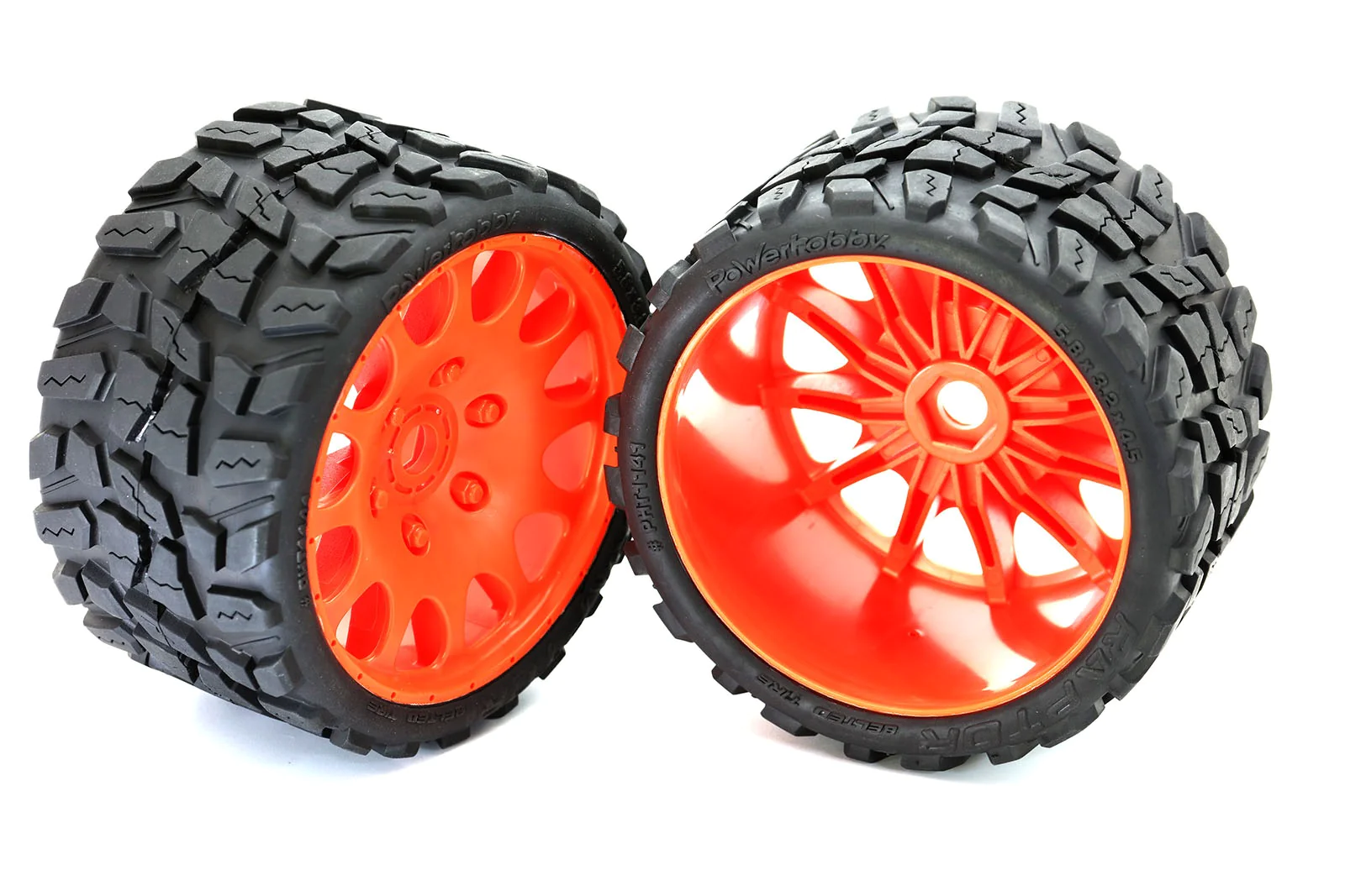 NEW Powerhobby Raptor Belted Monster Truck Tires Wheels w 17mm Hex (2 ...