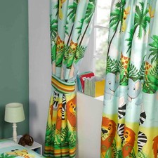 JUNGLE-TASTIC 66" x 72" FULLY LINED CURTAINS WITH TIE-BACKS