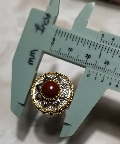 Ross Simons 18k yellow gold/Black Sterling Silver cabochon Red Carnelian Ring - Picture 10 of 11