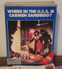 Where in the U.S.A. Is Carmen Sandiego PC, 1989 Comes with World and Manual 
