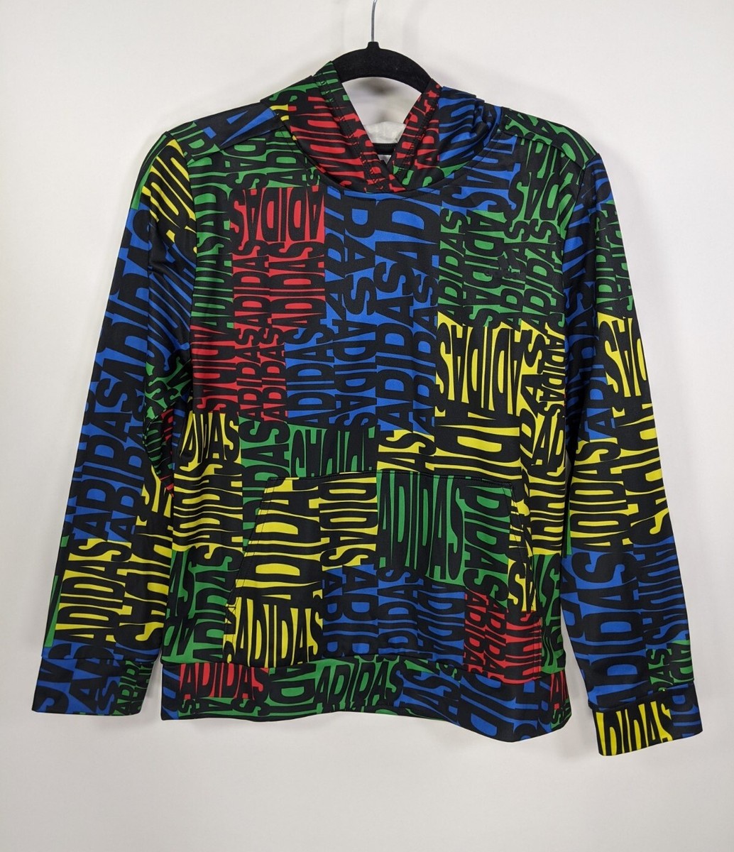 Adidas Graphic Colorblock Geometric Pullover Youth Boys Hoodie