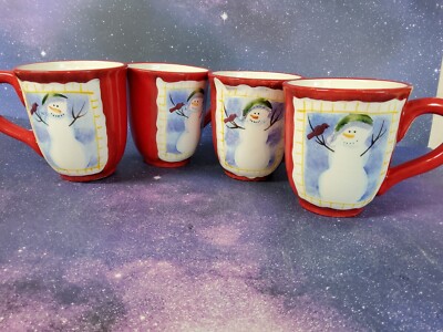 Vintage Nantucket Home For The Holiday Christmas Hand Painted Coffee Mug Snowmen
