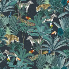 Velvet Upholstery Fabric Curtain Fabric Plush Tropical 290GSM Royal Palm Blue