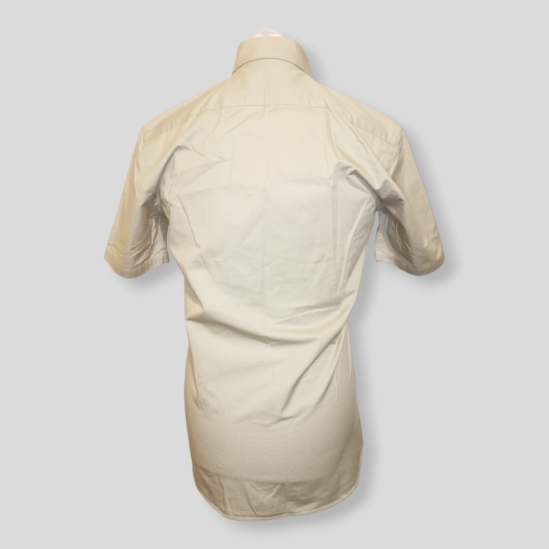 Camicia da uomo beige Yves Saint Laurent taglia S manica corta abbottonata