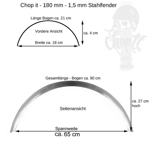 180 mm chapa protectora para Harley Softail Custombikes taza de acero guardabarros bobber - Imagen 5 de 5