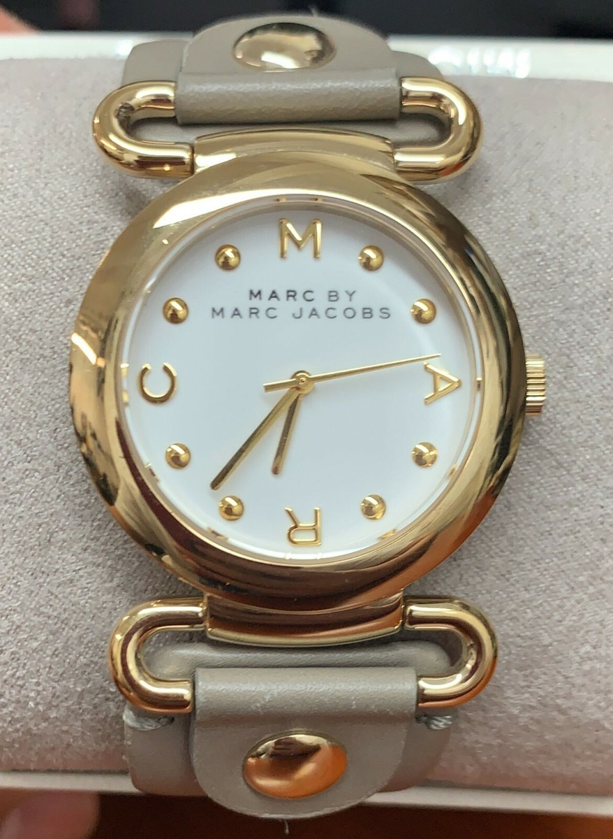 Mark by Marc Jacobs Molly Gold-tone Case Gray Leather Strap