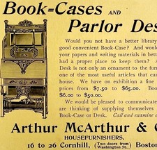 Bureau étui à livres Arthur McArthur 1894 publicité mobilier victorien ADBN1i