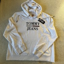 NWT WOMEN'S TOMMY HILFIGER WHITE HOODED GRAPHIC SWEATSHIRT SZ LARGE MSRP 69.00