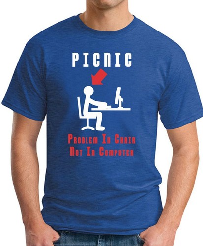 PROBLEM IN CHAIR NOT IN COMPUTER T-SHIRT > Funny Slogan Novelty IT HelpDesk Top - Picture 7 of 22