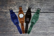 Leather watch strap, Handmade Cuff bund band, 18/20/22/24mm, gift for dad