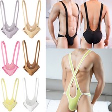 Men's One-piece Leotard Mankini Jumpsuit Wrestling Singlet Jockstrap Underwear