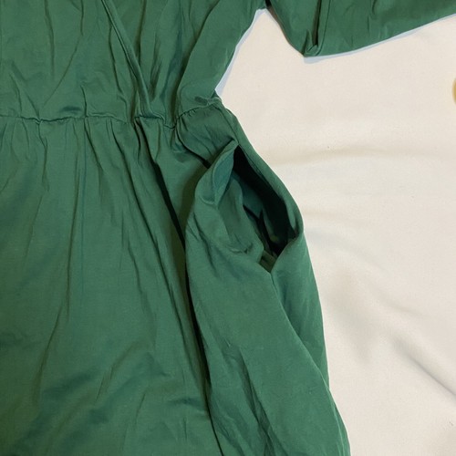 STYLEWORD V-Neck Long Puff Sleeve Swing Midi Dress Women Small Green W/Pockets - Picture 13 of 21