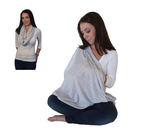Infinity Nursing Scarf Breastfeeding Cover Privacy Feeding Baby Heather Grey