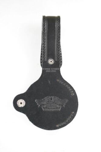 Montre de poche unisexe Harley Davidson porte-boucle en cuir noir boucle argent clichés - Photo 2 sur 5