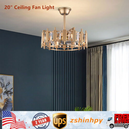 For Bedroom 3 Speed Caged Ceiling Fan with Light 20 Inch Modern Luxury Bladeless
