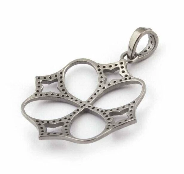 Pingente floral de diamante corte rosa, prata esterlina 925 feito à mão pingente minimalista - Imagem 4 de 4