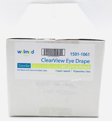 WelMed 1501-1061 ClearView Eye Drape 50'' x 51'' w/Pouch - Box of 10