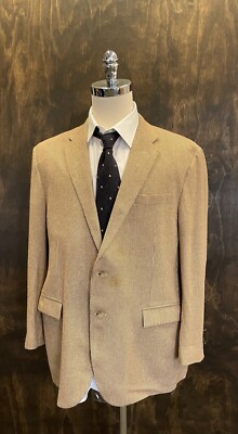 Polo by Ralph Lauren Mini Houndstooth Check Camel Hair Jacket Size 46 R Italy