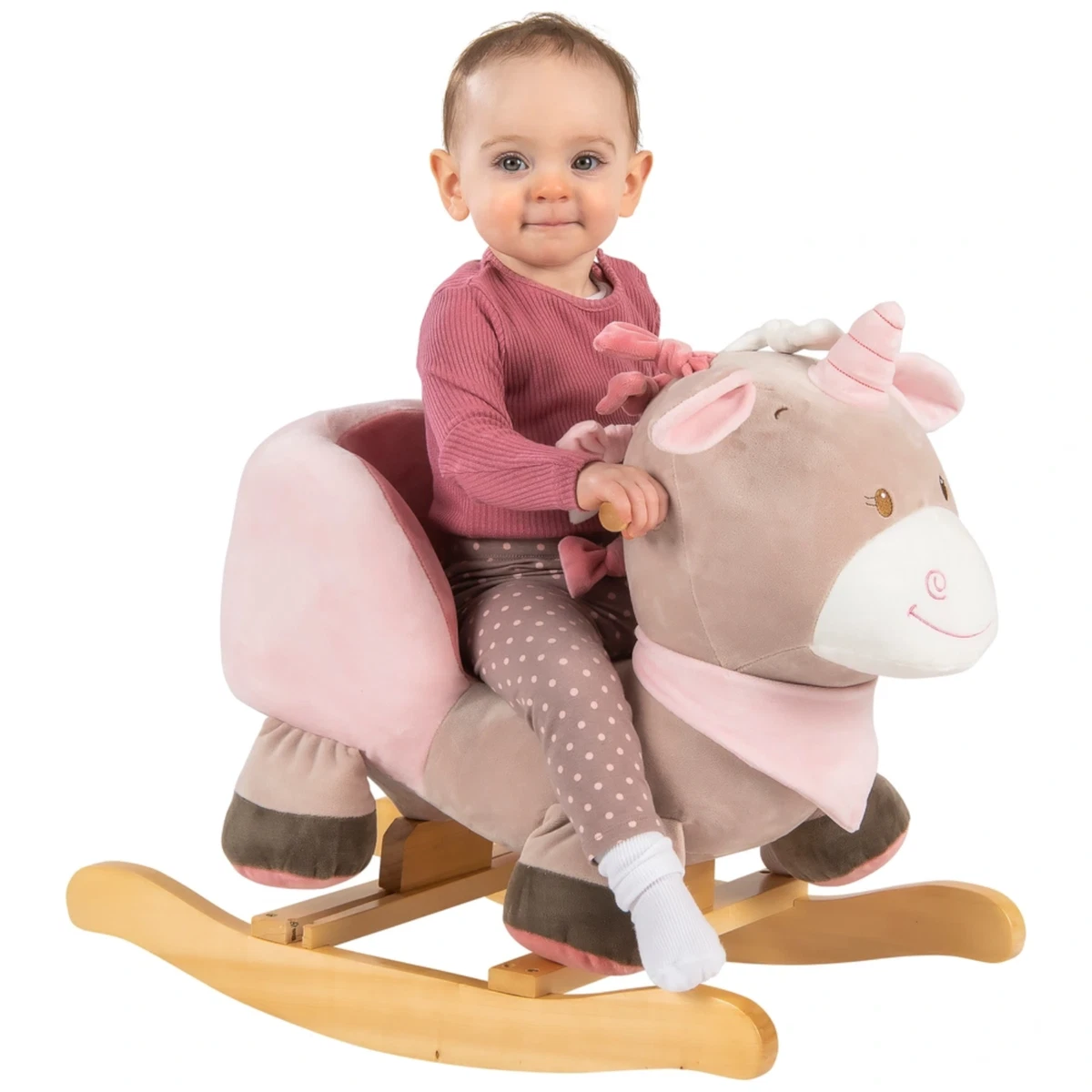Rocking Unicorn Horse Style Baby Rocker Toy Wooden Plush Stuffed